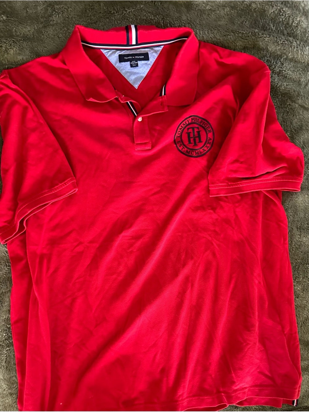 Tommy Hilfiger Men’s Bright Red Polo with Contrast Trim